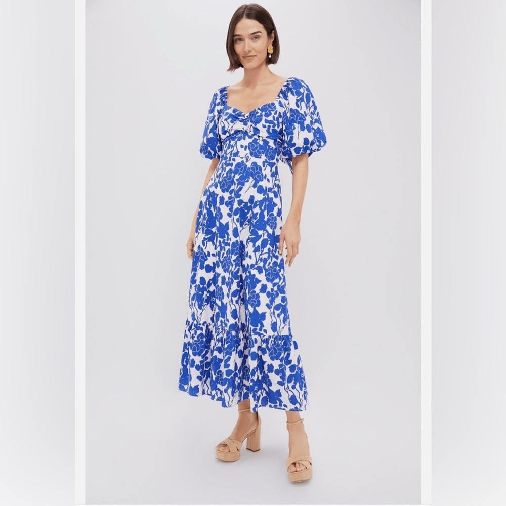 Tuckernuck Hyacinth House Tuckernuck Blue Floral Seaport Midi Dress size XL